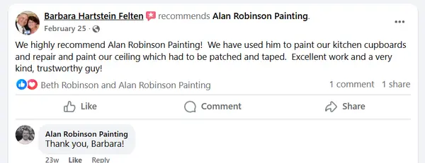 Verified five-star review for Alan Robinson Painting — screenshot 8